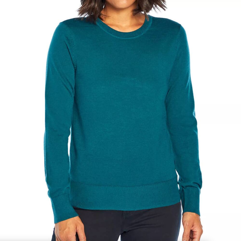 J. CREW Slim Fit 100% Cashmere Crewneck Sweater Teal Blue Sz S {W43}